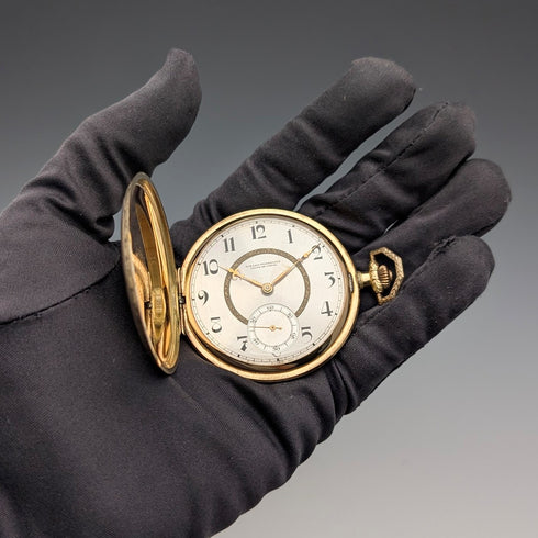 1930年頃 ジラール・ペルゴ 懐中時計 K18ゴールド ハンターケース 動作良好 レザーボックス付