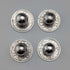 British Vintage Antique Silver Coin Shirt Stud Buttons, Set of 4, in Case