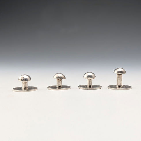 英国ヴィンテージ アンティーク銀貨アレンジ シャツスタッズボタン 4個セット ケース入