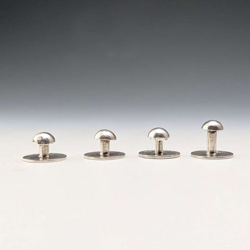 British Vintage Antique Silver Coin Shirt Stud Buttons, Set of 4, in Case