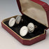 British Vintage Antique Silver Coin Shirt Stud Buttons, Set of 4, in Case