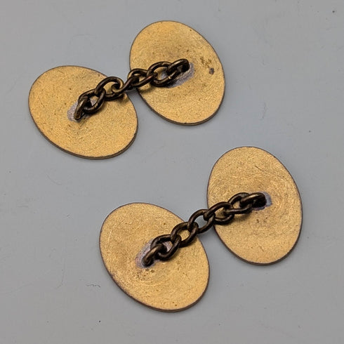 英国ヴィンテージ フローラル装飾 ロールドゴールド製 オーバル型カフリンクス