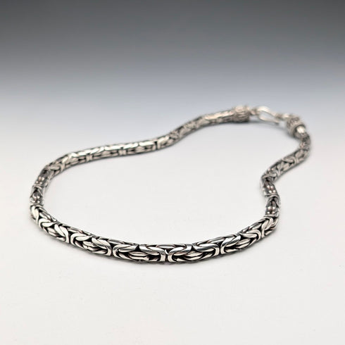 Vintage Sterling Silver Byzantine Chain Necklace, 46cm, 98g