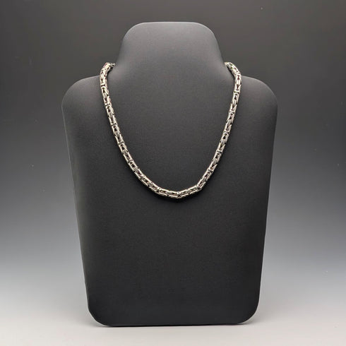 Vintage Sterling Silver Byzantine Chain Necklace, 46cm, 98g