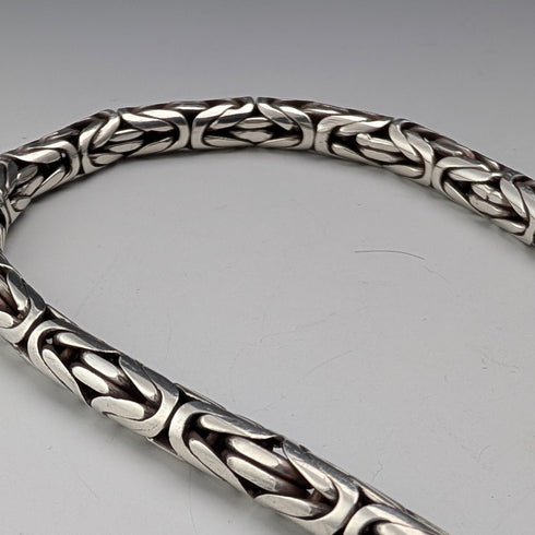 Vintage Sterling Silver Byzantine Chain Necklace, 46cm, 98g
