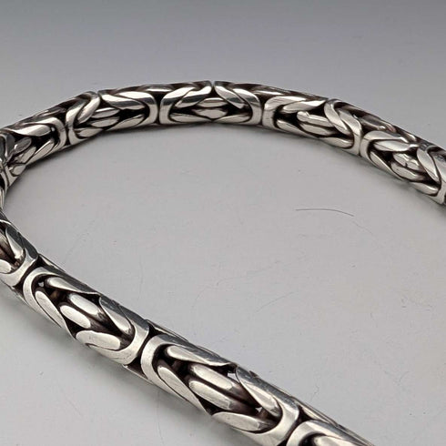 Vintage Sterling Silver Byzantine Chain Necklace, 46cm, 98g
