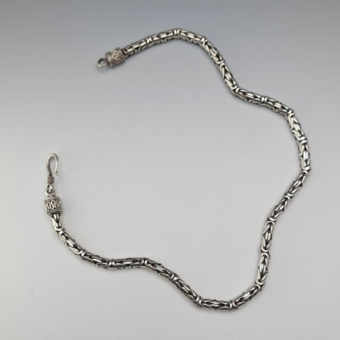 Vintage Sterling Silver Byzantine Chain Necklace, 46cm, 98g