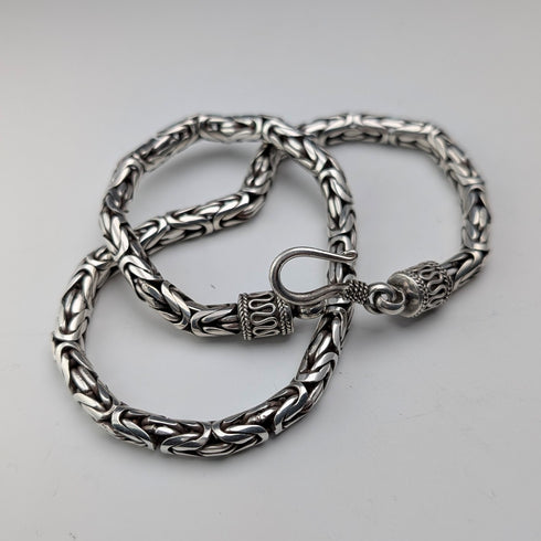 Vintage Sterling Silver Byzantine Chain Necklace, 46cm, 98g