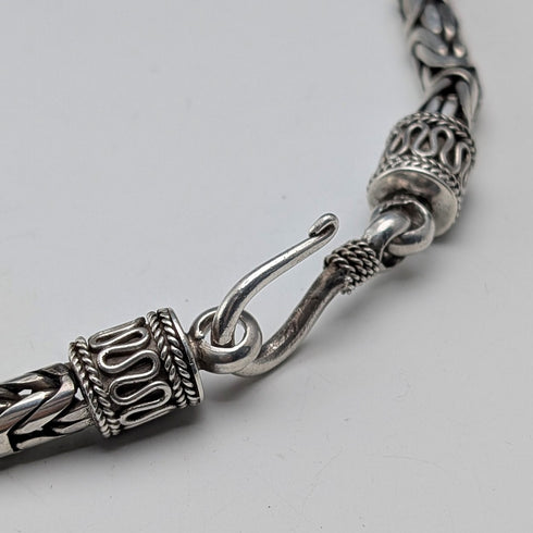 Vintage Sterling Silver Byzantine Chain Necklace, 46cm, 98g