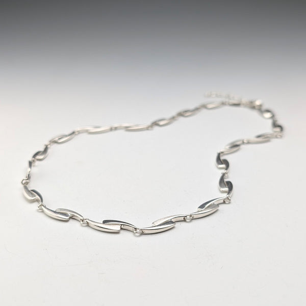 Vintage Sterling Silver Fancy Link Chain Necklace, 42cm, 23g, FOSSIL