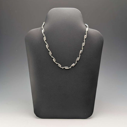 Vintage Sterling Silver Fancy Link Chain Necklace, 42cm, 23g, FOSSIL
