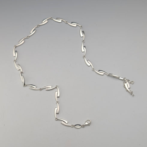 復古純銀花式鏈條項鍊,42厘米,23克,FOSSIL