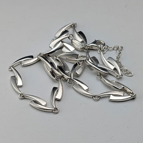 復古純銀花式鏈條項鍊,42厘米,23克,FOSSIL