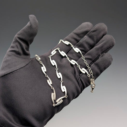 復古純銀花式鏈條項鍊,42厘米,23克,FOSSIL