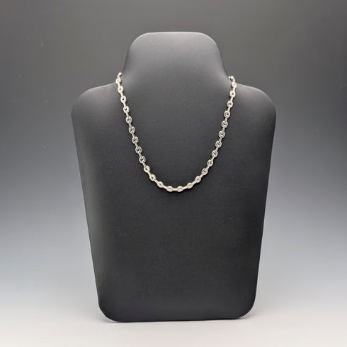 復古純銀現代主義鏈條項鍊,42厘米,28克,FOSSIL