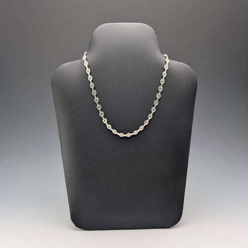 Vintage Sterling Silver Modernist Link Chain Necklace, 42cm, 28g, FOSSIL