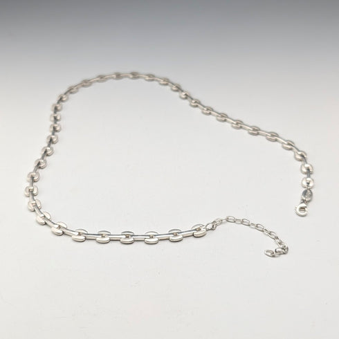 復古純銀現代主義鏈條項鍊,42厘米,28克,FOSSIL