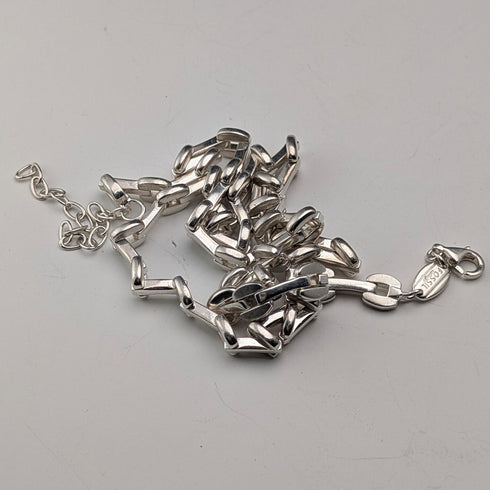 復古純銀現代主義鏈條項鍊,42厘米,28克,FOSSIL