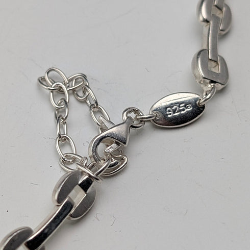 復古純銀現代主義鏈條項鍊,42厘米,28克,FOSSIL