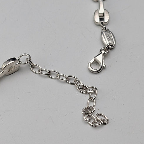 復古純銀現代主義鏈條項鍊,42厘米,28克,FOSSIL