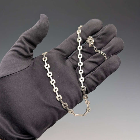 Vintage Sterling Silver Modernist Link Chain Necklace, 42cm, 28g, FOSSIL