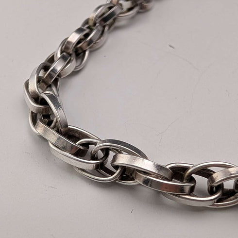 British Vintage Sterling Silver Double Azuki Chain Necklace, 55cm, 30g, B&P