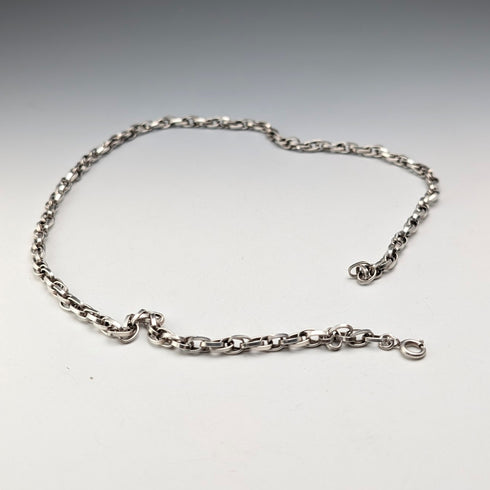 英国ヴィンテージ 純銀製 ダブルアズキチェーン ネックレス55cm 30g B&P