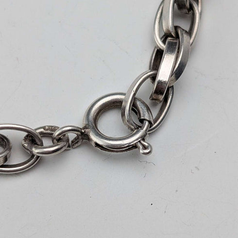 British Vintage Sterling Silver Double Azuki Chain Necklace, 55cm, 30g, B&P