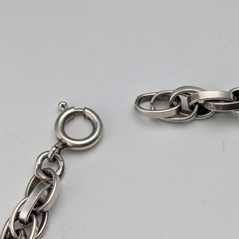 英国ヴィンテージ 純銀製 ダブルアズキチェーン ネックレス55cm 30g B&P