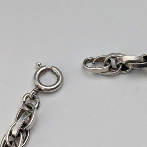 British Vintage Sterling Silver Double Azuki Chain Necklace, 55cm, 30g, B&P