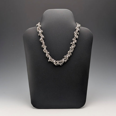 British Vintage Sterling Silver Beaded Drop Chain Necklace, 52cm, 87g, HH