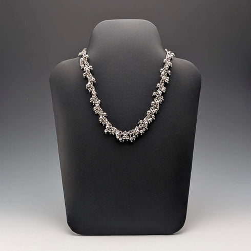 British Vintage Sterling Silver Beaded Drop Chain Necklace, 52cm, 87g, HH