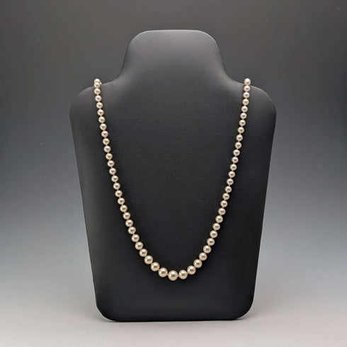 British Vintage Pearl Necklace, 70cm, 9ct Gold Clasp, with Case, Ciro