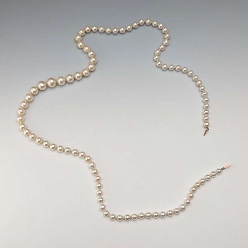 British Vintage Pearl Necklace, 70cm, 9ct Gold Clasp, with Case, Ciro