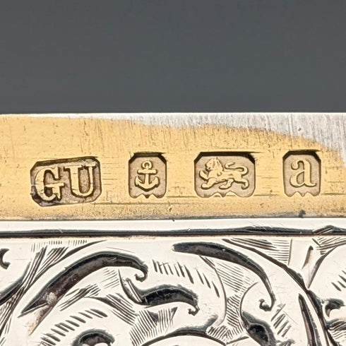 1900 年英國古董捲軸雕刻純銀卡片盒,71 克,喬治聯合