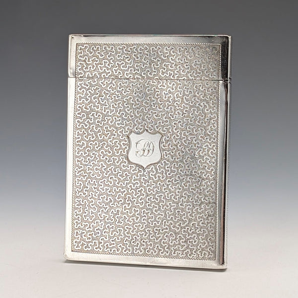 1839 British Antique Wriggle Pattern Sterling Silver Card Case, 83g, Joseph Willmore