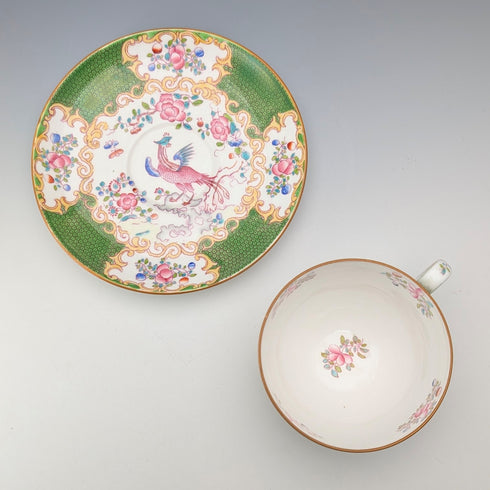 20世紀前半 英国ミントン ティーカップ&ソーサー コカトリス グリーン