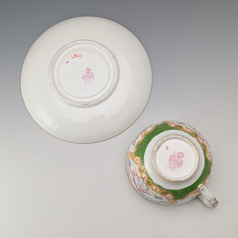 20世紀前半 英国ミントン ティーカップ&ソーサー コカトリス グリーン