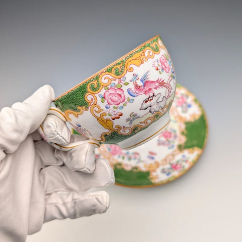 20世紀前半 英国ミントン ティーカップ&ソーサー コカトリス グリーン