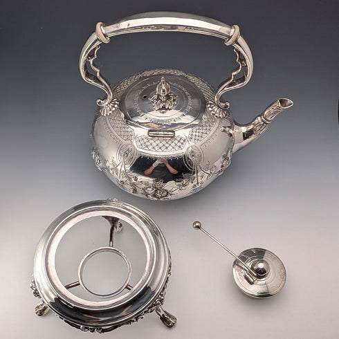 1900年頃 英国アンティーク シルバープレート製 ティーケトルセット W.W. Harrison&Co