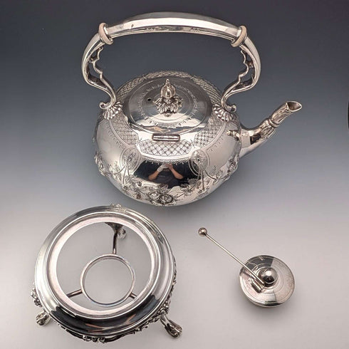 1900年頃 英国アンティーク シルバープレート製 ティーケトルセット W.W. Harrison&Co