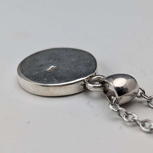 Vintage sterling silver two-tone mother-of-pearl pendant with necklace