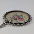 Vintage sterling silver hand-painted rose pendant with necklace