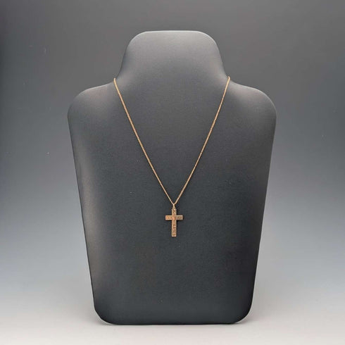 Antique 9ct gold cross pendant with 9ct gold necklace chain