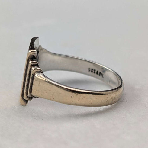 Vintage sterling silver and 9ct gold plated signet ring (size 22)