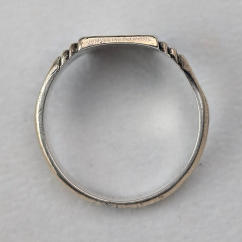 ヴィンテージ 純銀&9ctゴールドメッキ シグネットリング 指輪(22号)