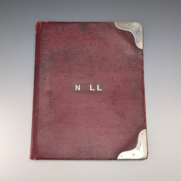 1904年英國古董勃艮地皮革文件夾,由Arthur William Clare設計