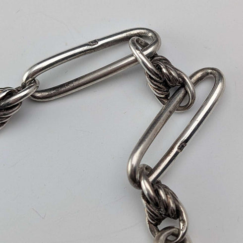 Circa 1894 British Antique Fancy Link Sterling Silver Albert Chain, 44g, Sterling Silver Medal Fob