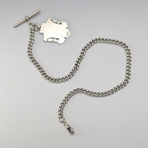 約 1919 年英國古董純銀阿爾伯特鏈,53 克,純銀獎章錶鍊