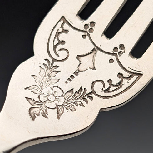 1903 British Antique Silver Plate Fish Cutlery (6 Pairs) by Walker & Hall